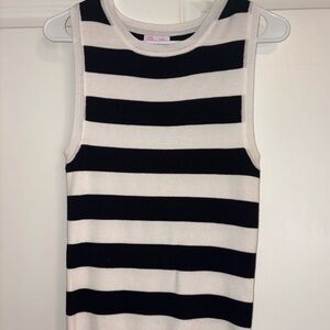 Pink Lily Black and White Striped Sleeveless Top